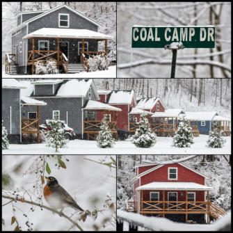 winter view of Coal Camp Lodging serving the Hatfield McCoy Trail System